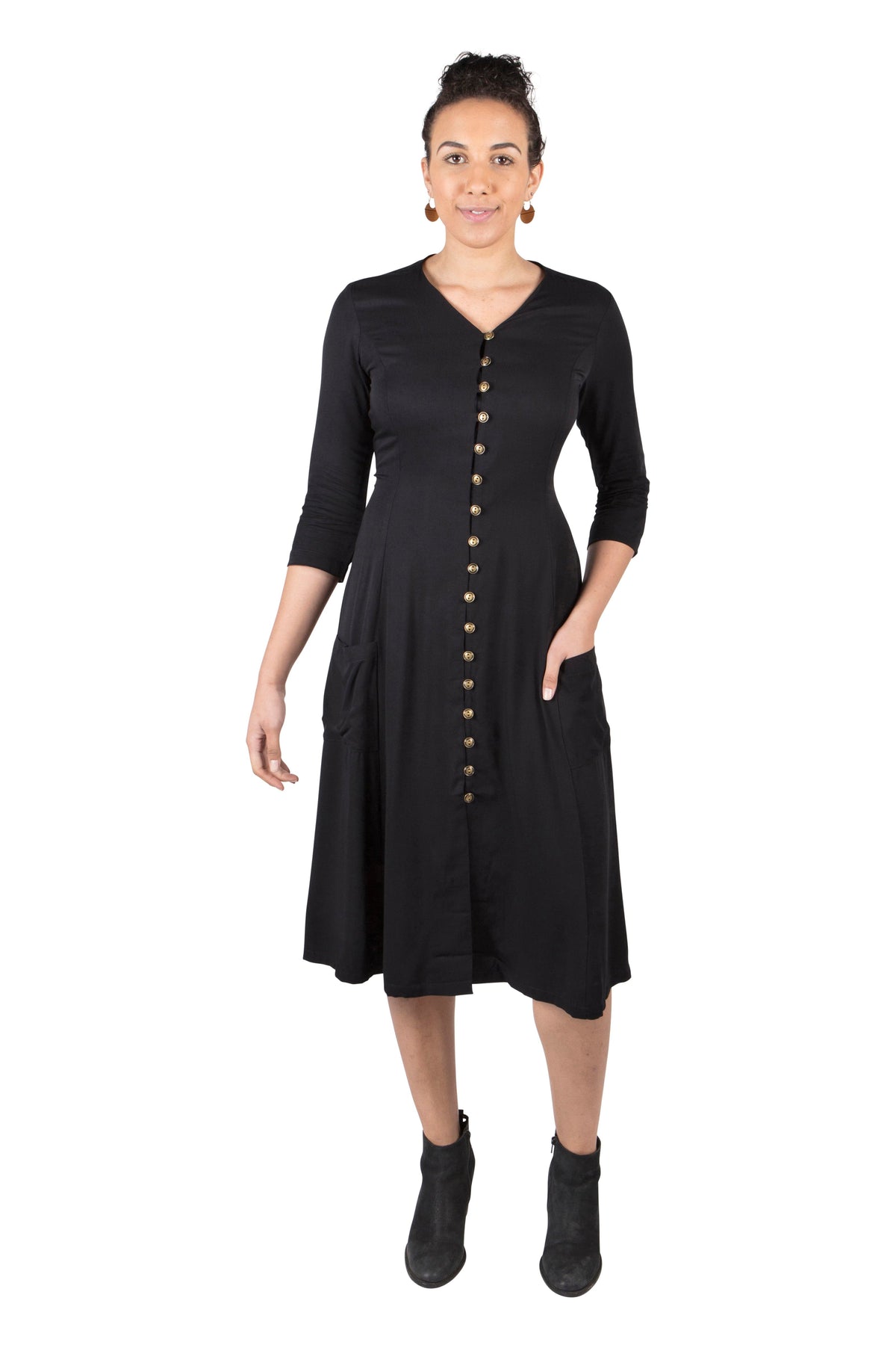 Fiona Dress in Black Challis