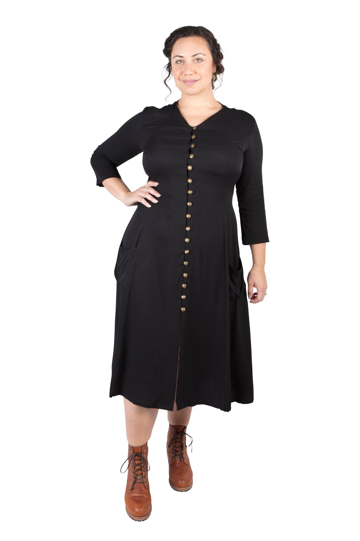 Fiona Dress in Black Challis