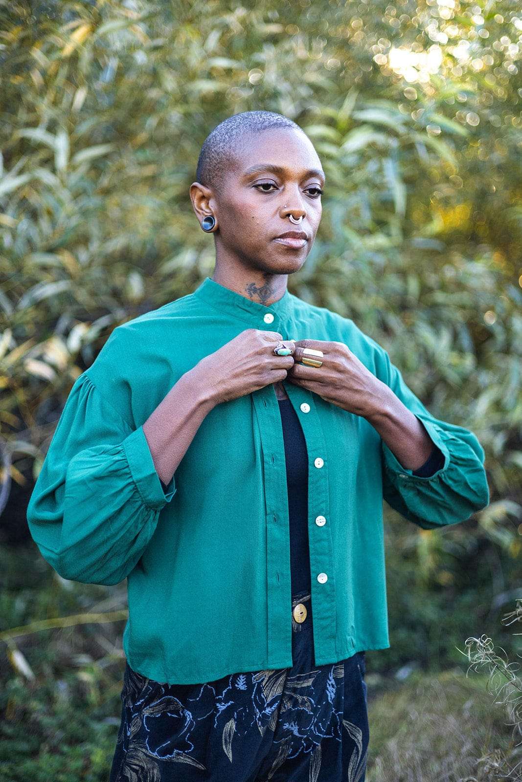 Drama Top in Emerald Green