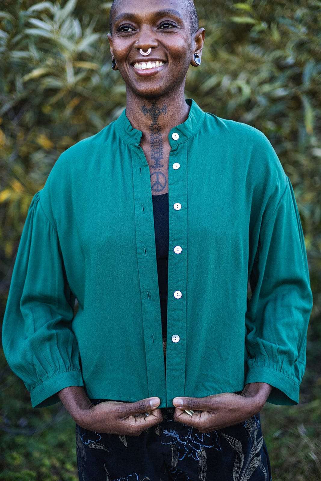 Drama Top in Emerald Green