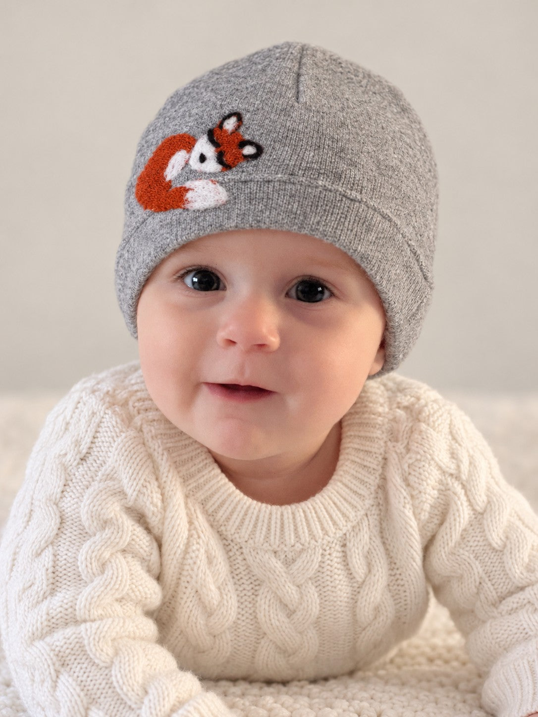 Sleeping Fox Cashmere Baby Hat