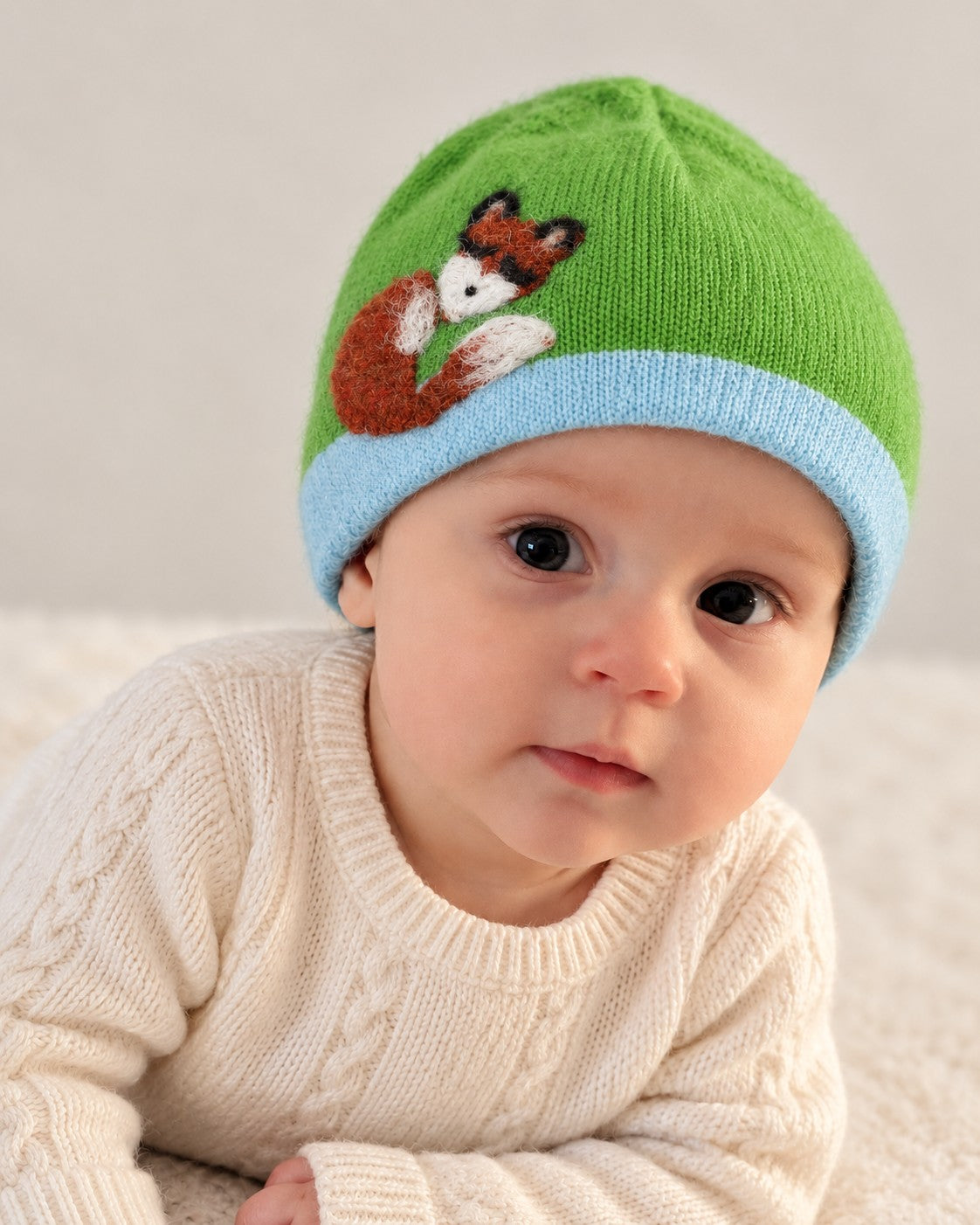 Sleeping Fox Cashmere Baby Hat