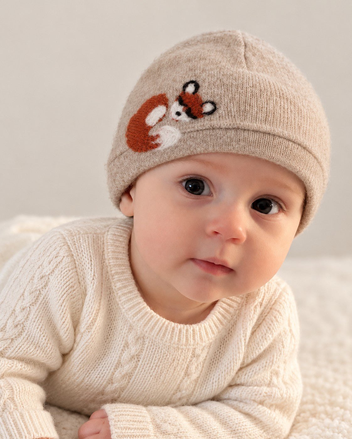 Sleeping Fox Cashmere Baby Hat