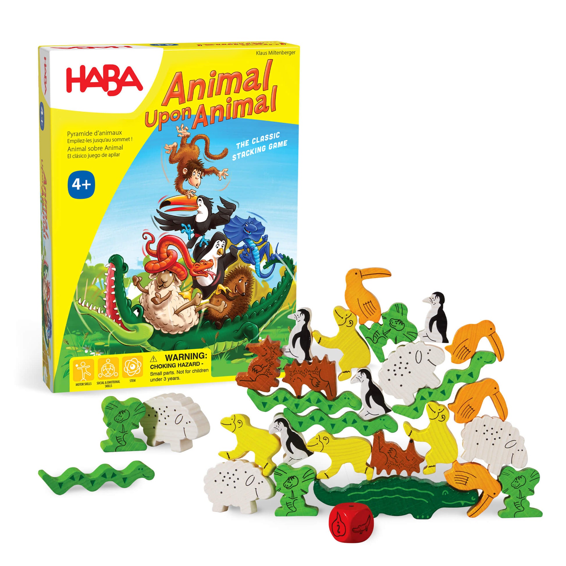 Animal Upon Animal Stacking Game and box on a while background
