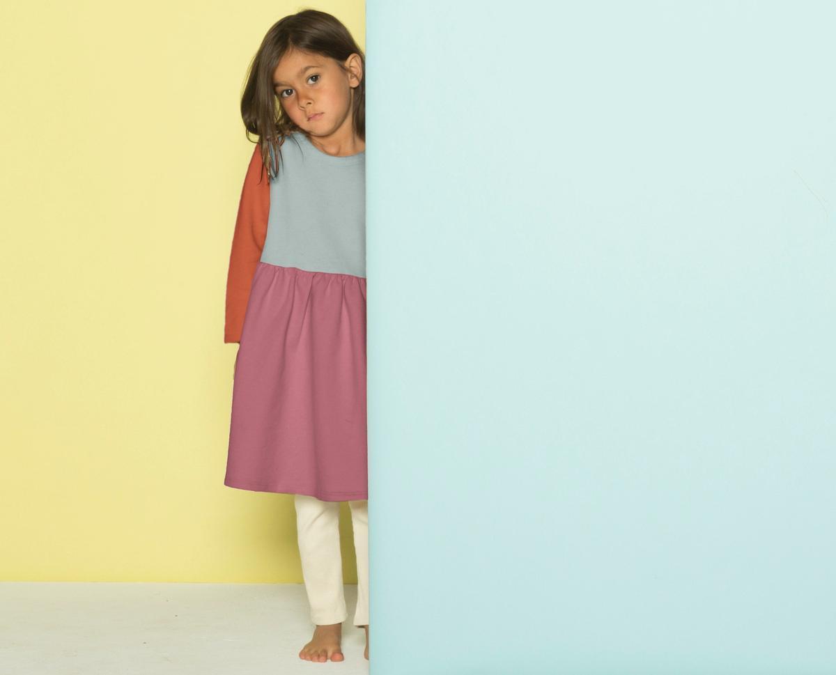 Two-Tone Organic Cotton Jersey Dress in Mado