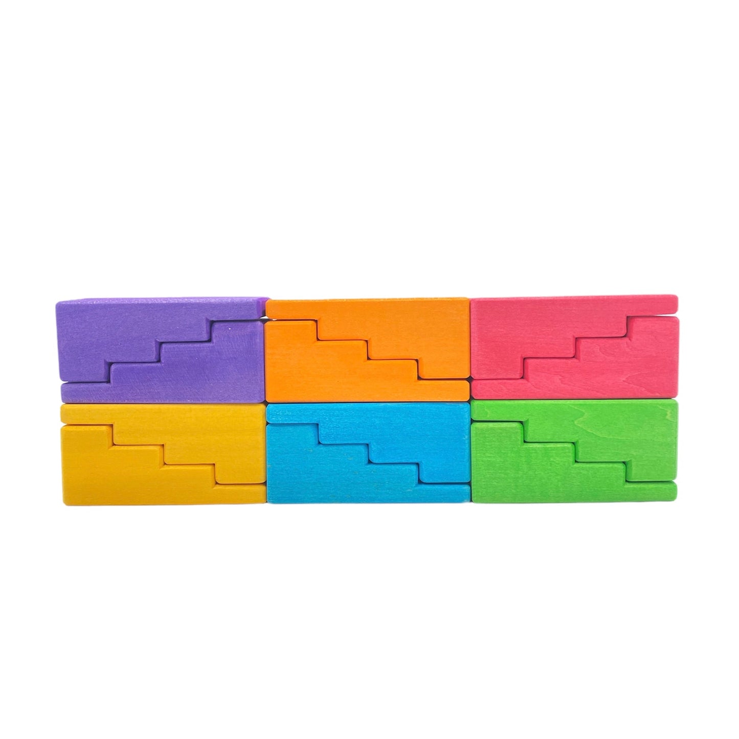 12-Piece Stained Stepped Roof Building Block Set
