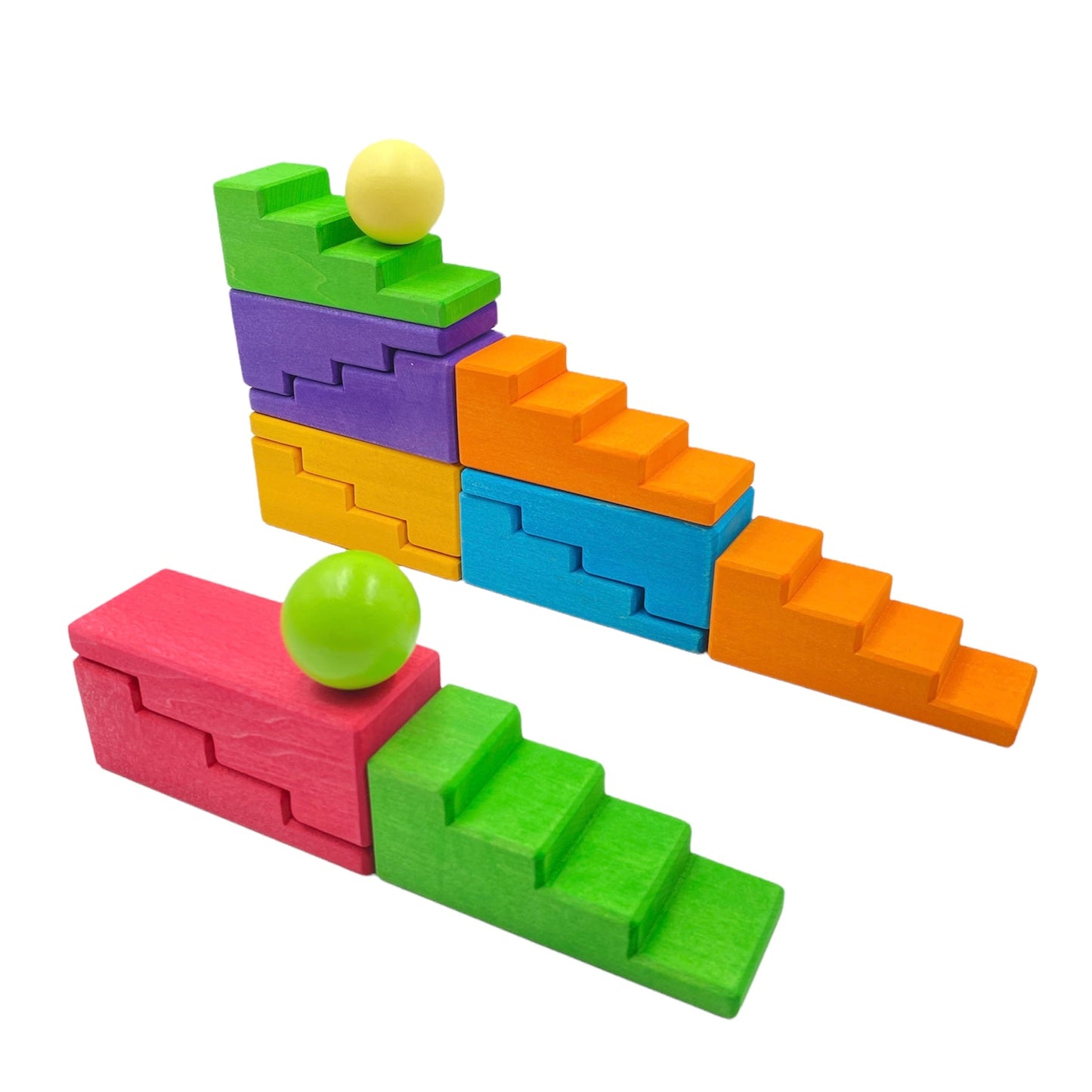 12-Piece Stained Stepped Roof Building Block Set