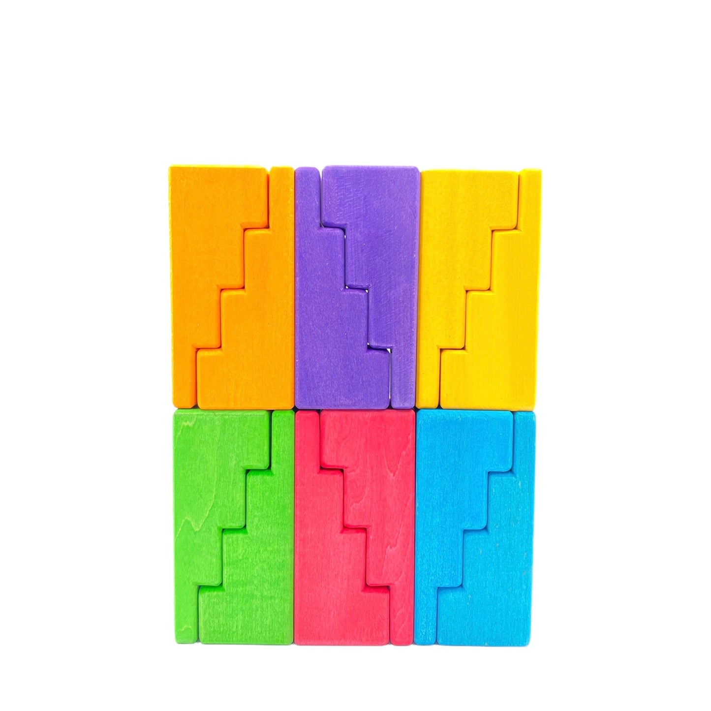 12-Piece Stained Stepped Roof Building Block Set