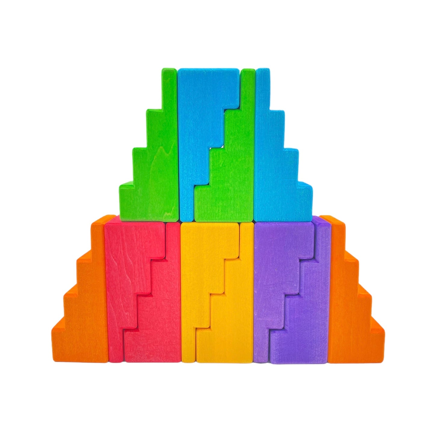 12-Piece Stained Stepped Roof Building Block Set
