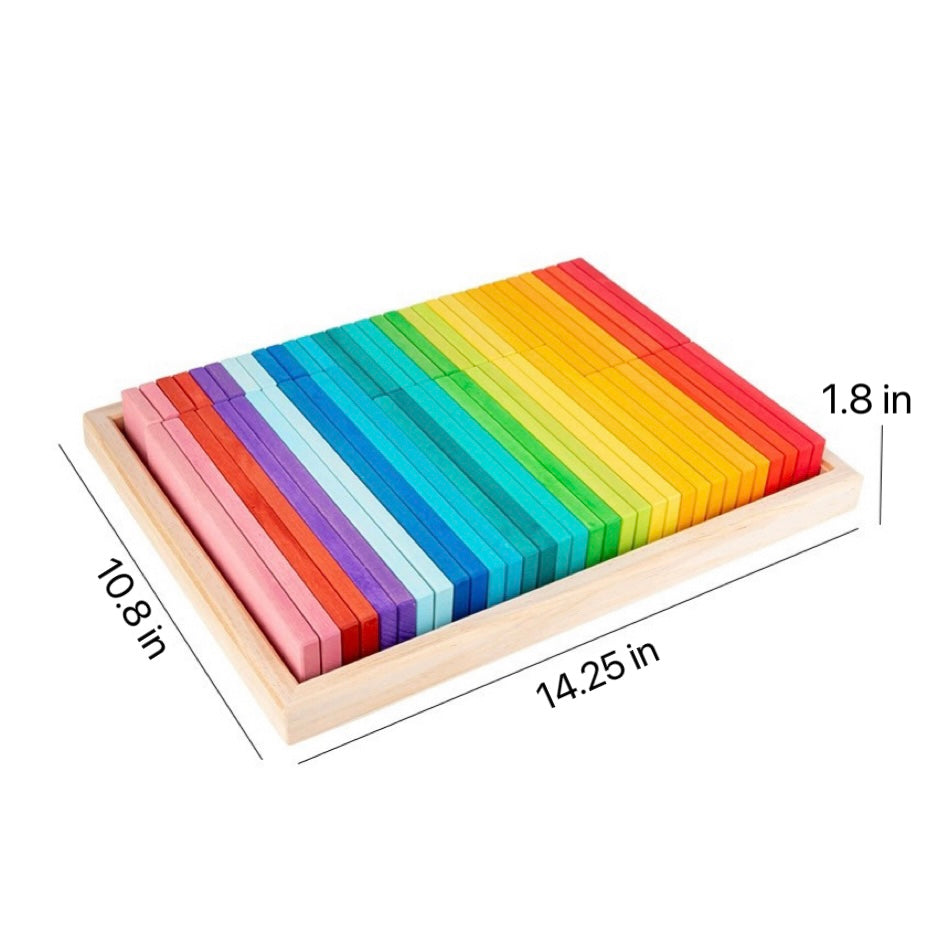 Large Wooden Rainbow Building Slats with Storage Tray