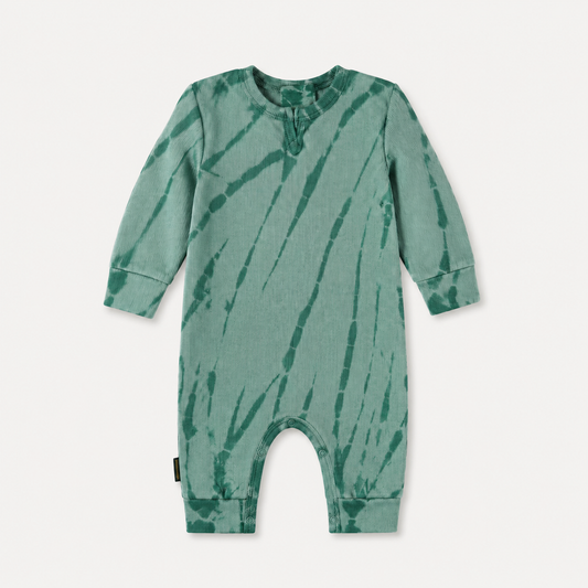 Ribbed Tie Dye Henley Romper