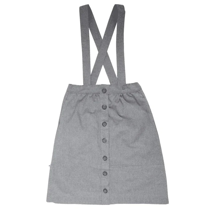 Gray skirt with suspenders on a white background