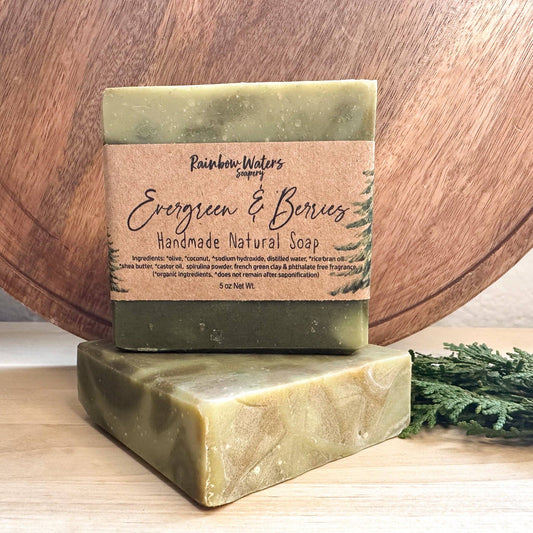 Evergreen and berries natural soap bar