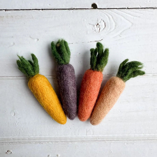 set of four felt heirloom carrots
