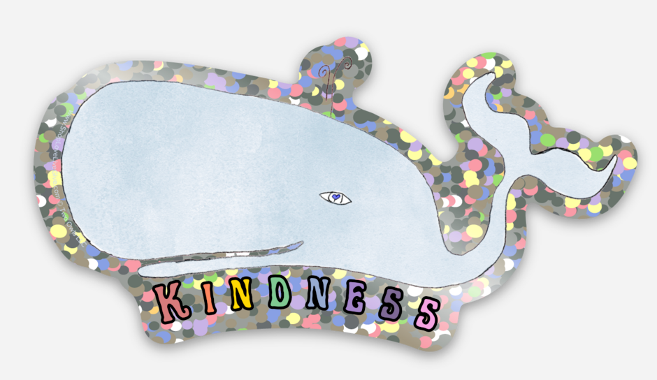 holographic kindness whale sticker
