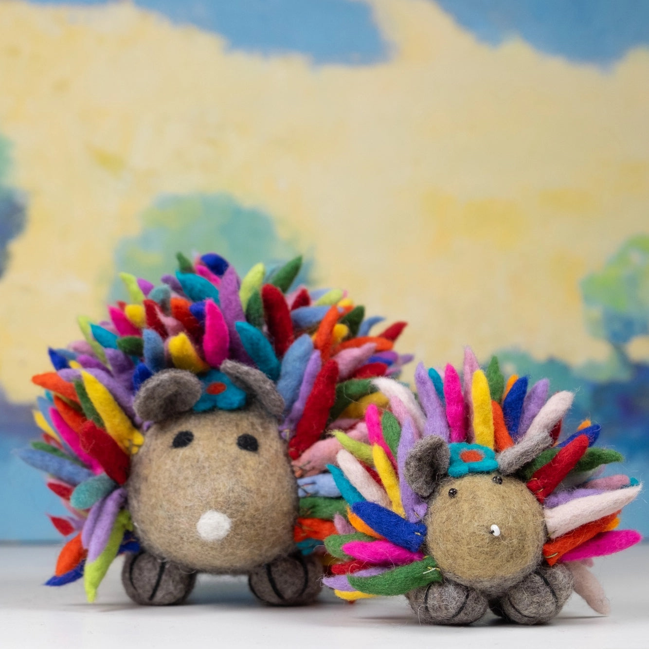 felt hedgehogs rainbow
