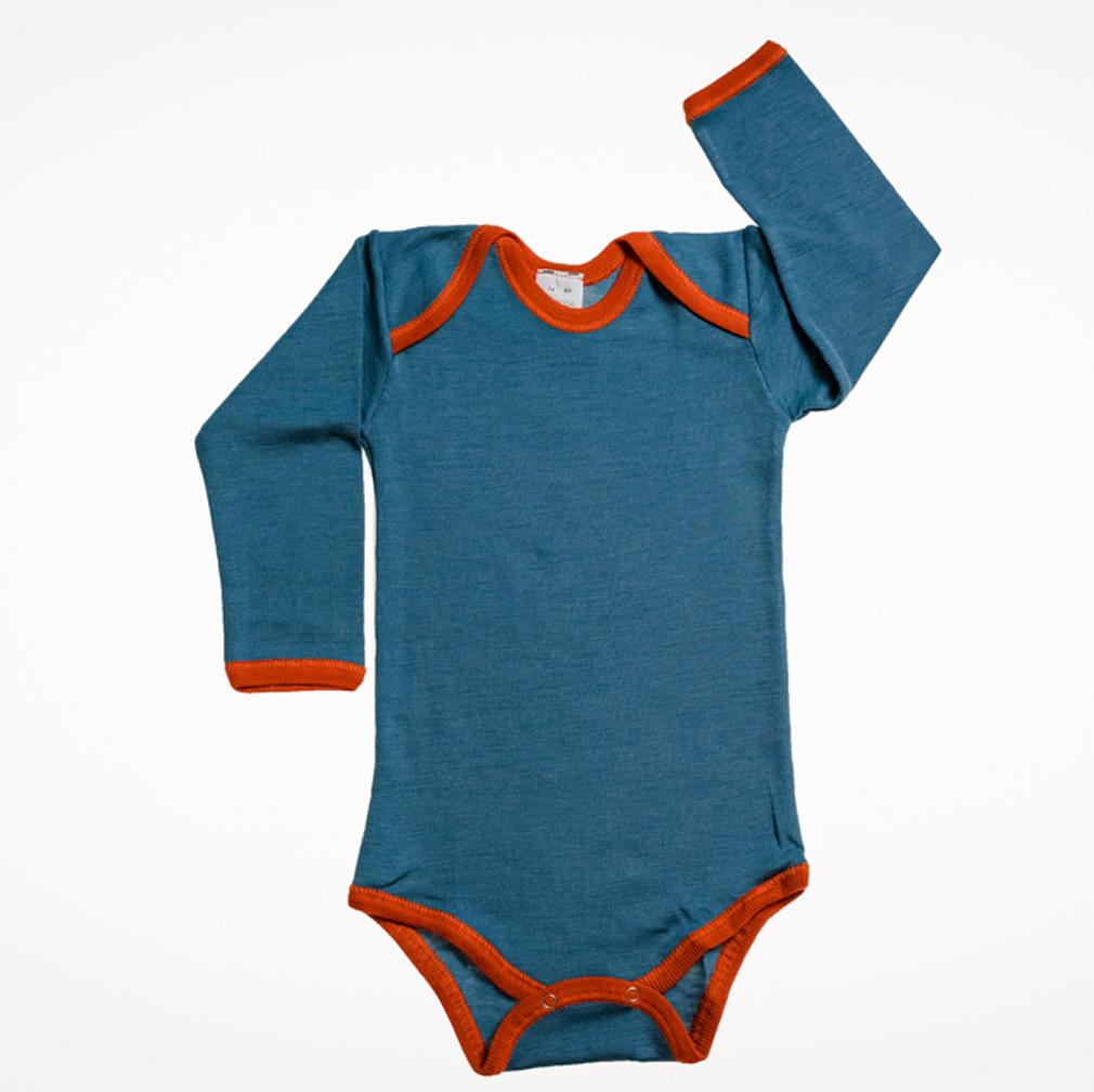 Wool Silk Teal Long Sleeve Onesie 