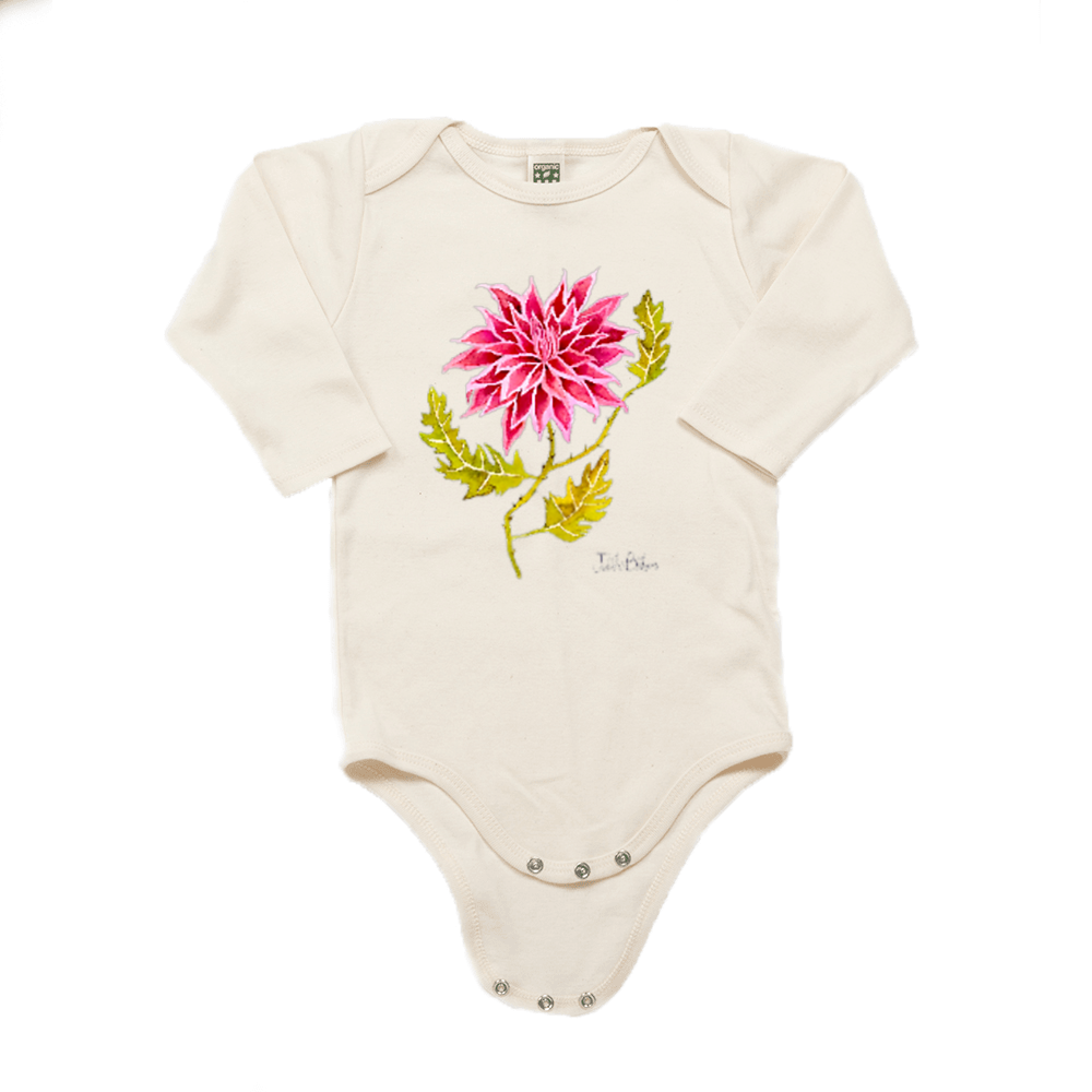 Organic Pink Dahlia Onesie