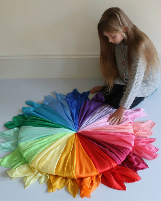 Solid Playsilks in a circle 